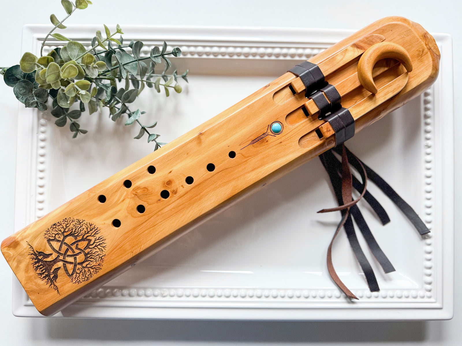 18.5" Aromatic Cedar Hand Carved Triple Drone Flute || Note A 432 Hz