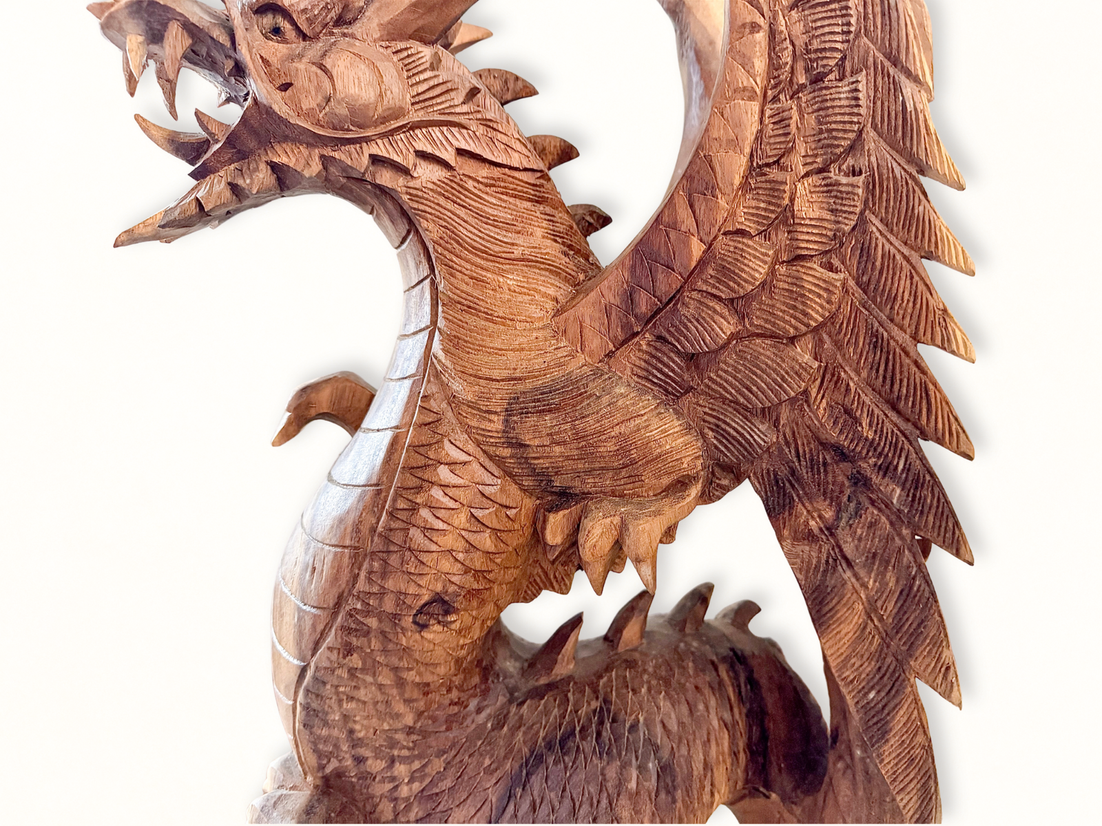 Suar Wood Hand Carved Dragon Wood Statue || Indonesia