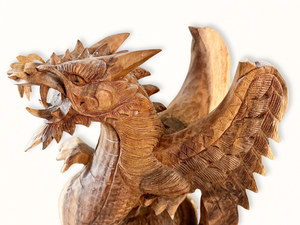 Suar Wood Hand Carved Dragon Wood Statue || Indonesia
