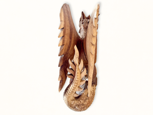 Suar Wood Hand Carved Dragon Wood Statue || Indonesia