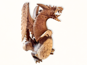 Suar Wood Hand Carved Dragon Wood Statue || Indonesia