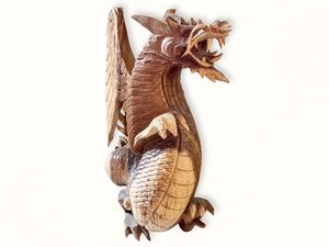 Suar Wood Hand Carved Dragon Wood Statue || Indonesia