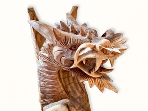 Suar Wood Hand Carved Dragon Wood Statue || Indonesia
