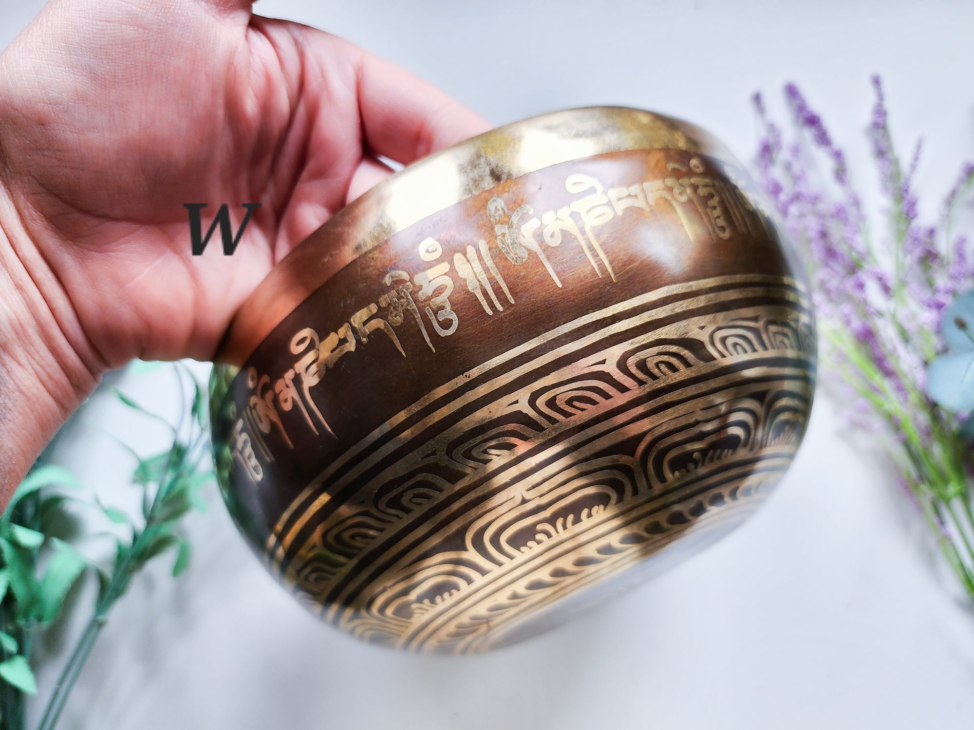 7.5" Tibetan Etched Singing Bowl