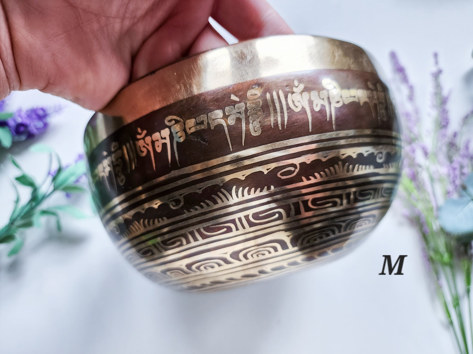 7.5" Tibetan Etched Singing Bowl