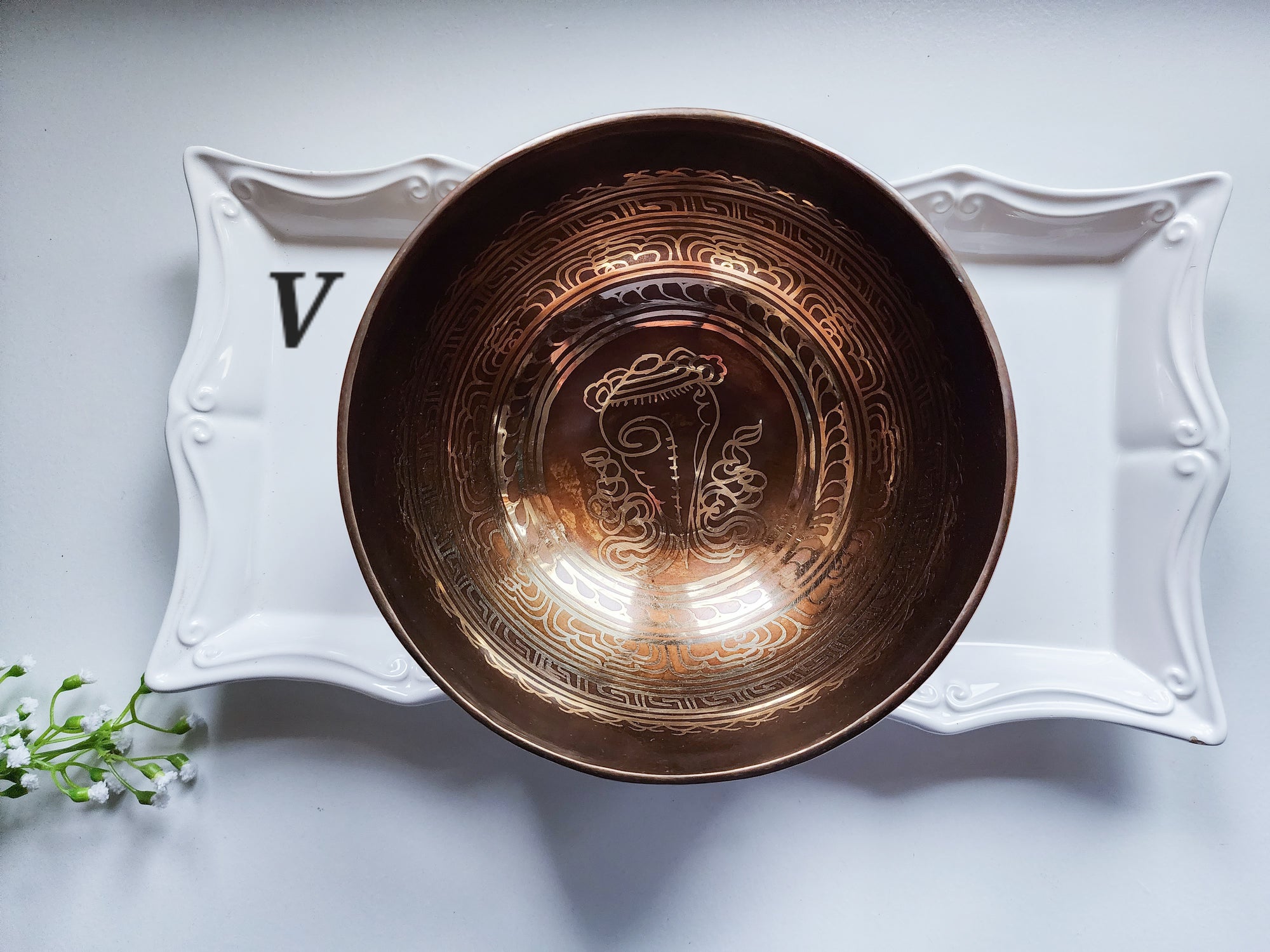 7.5" Tibetan Etched Singing Bowl