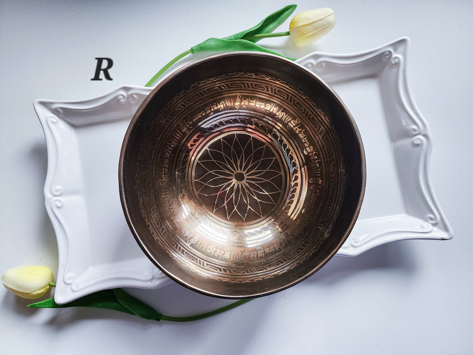 7.5" Tibetan Etched Singing Bowl