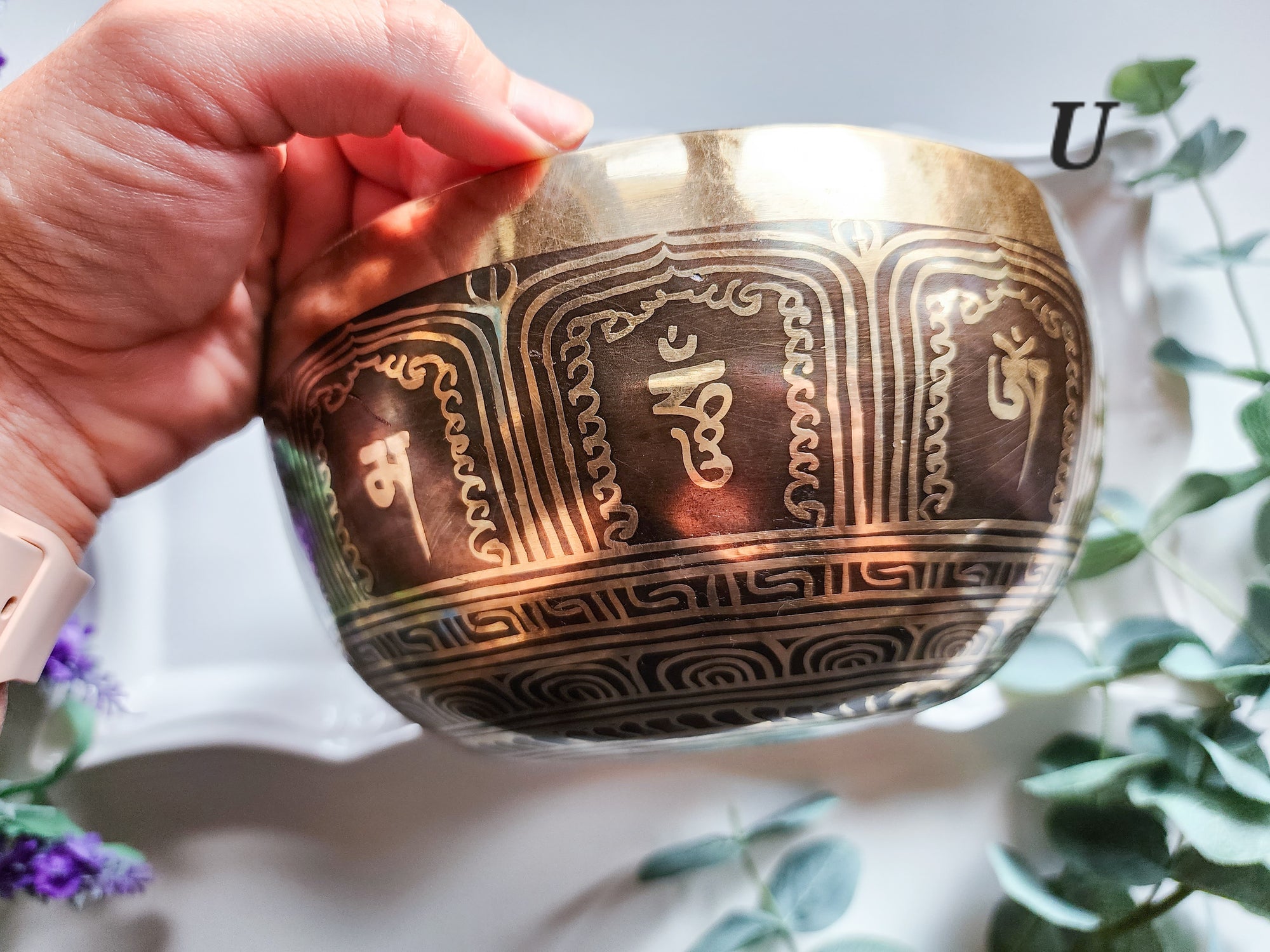 7.5" Tibetan Etched Singing Bowl