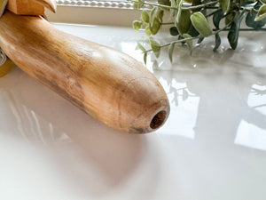 21" Natural Sungu Teak Hand Carved Flute || Note A 432Hz