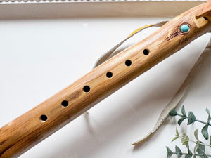21" Natural Sungu Teak Hand Carved Flute || Note A 432Hz