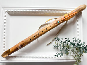 21" Natural Sungu Teak Hand Carved Flute || Note A 432Hz
