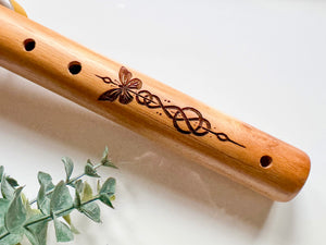 22" Sungu Teak Hand Wood Carved Flute || Note E 528Hz