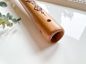 22" Sungu Teak Hand Wood Carved Flute || Note E 528Hz