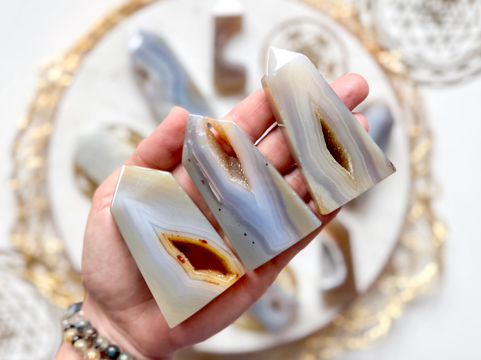 Druzy Agate Point || 4-Sided
