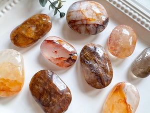 Hematoid Quartz & Golden Healer Palm Stones