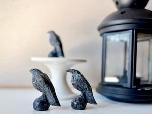 Larvikite Raven Crystal Carving