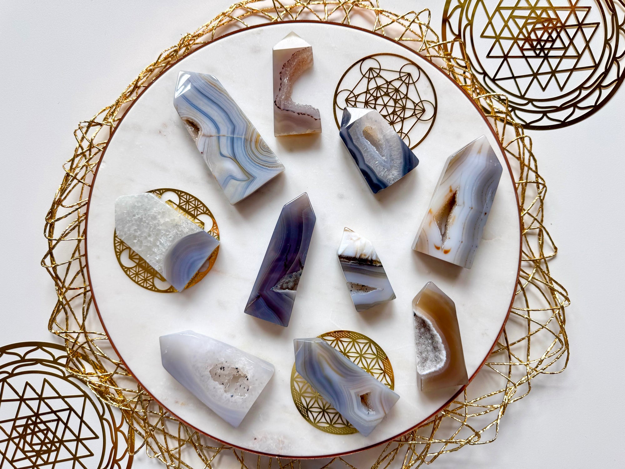 Druzy Agate Point || 4-Sided