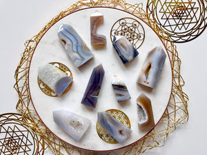 Druzy Agate Point || 4-Sided