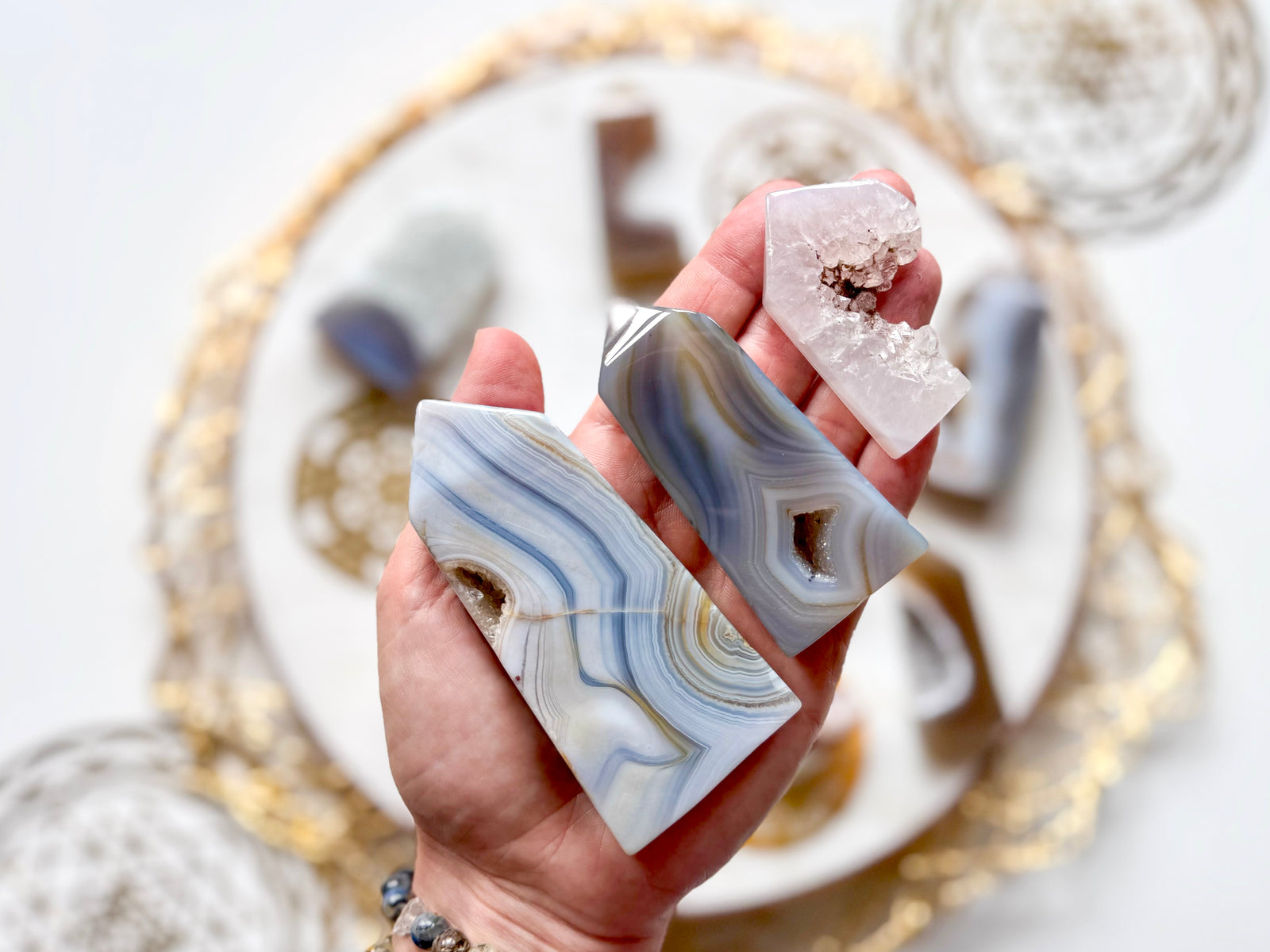 Druzy Agate Point || 4-Sided