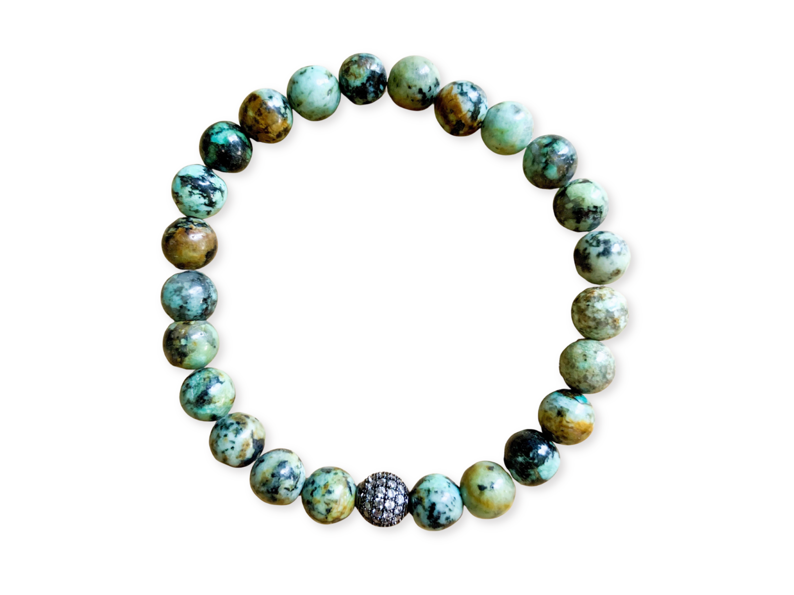 African Turquoise Jasper & Rhinestone Bracelet || Reiki Infused