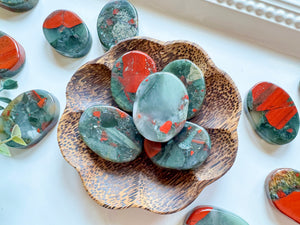 African Bloodstone Flat Palm Stone
