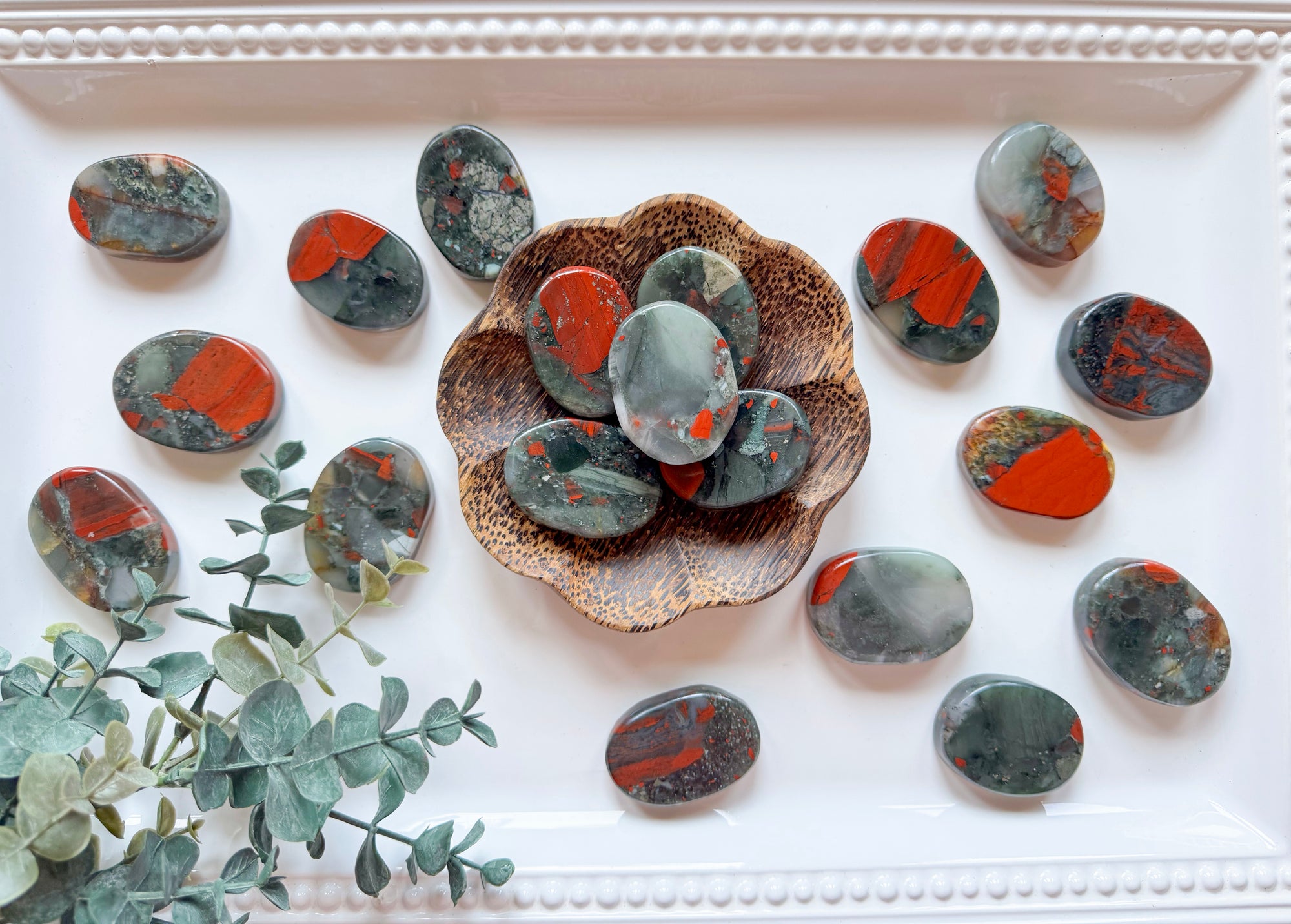 African Bloodstone Flat Palm Stone

