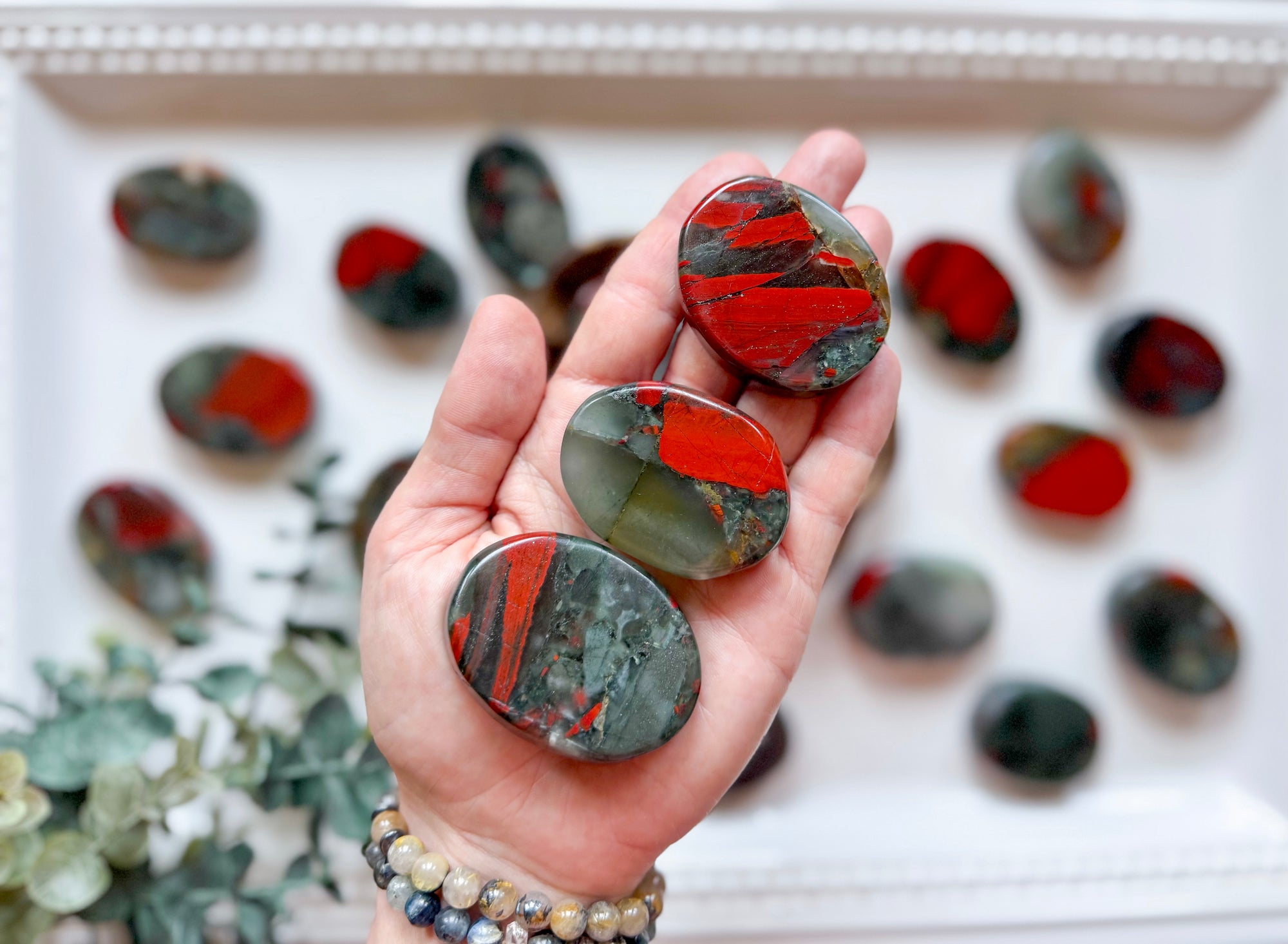 African Bloodstone Flat Palm Stone
