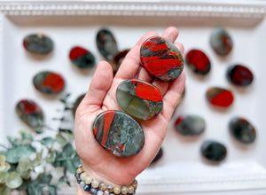 African Bloodstone Flat Palm Stone
