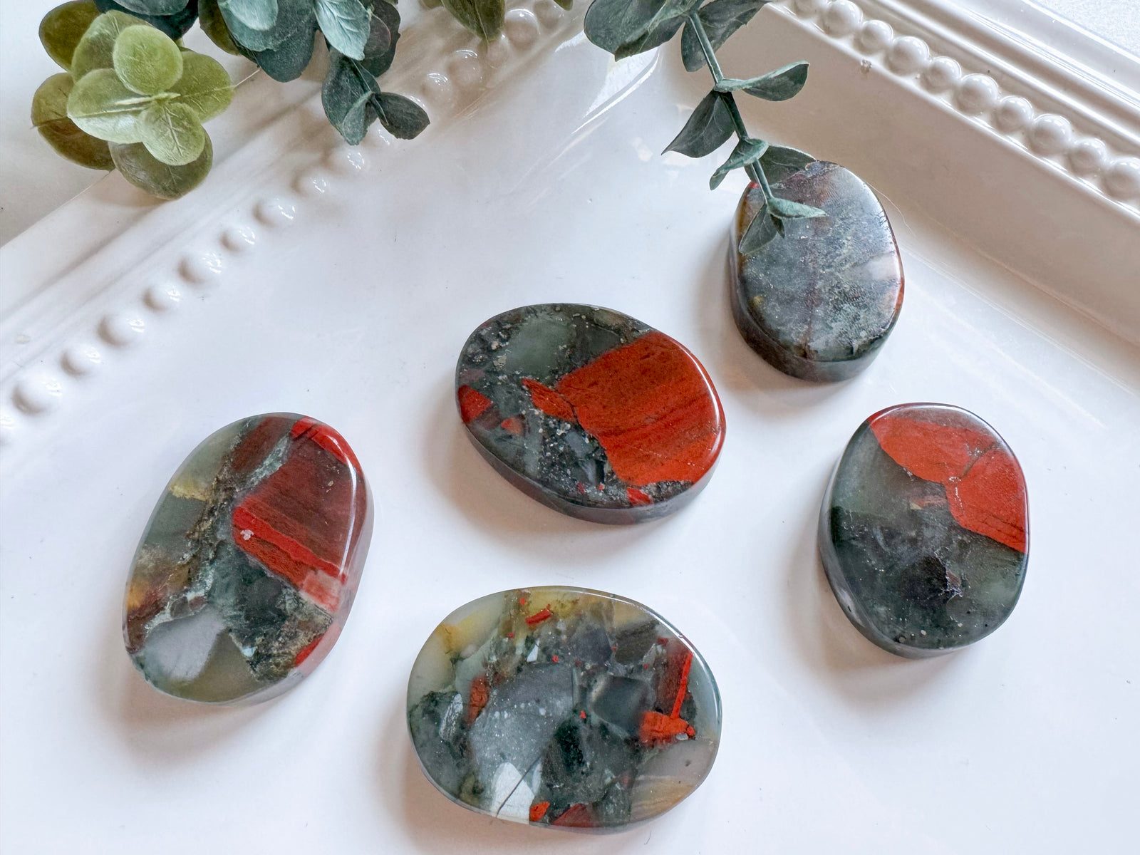 African Bloodstone Flat Palm Stone
