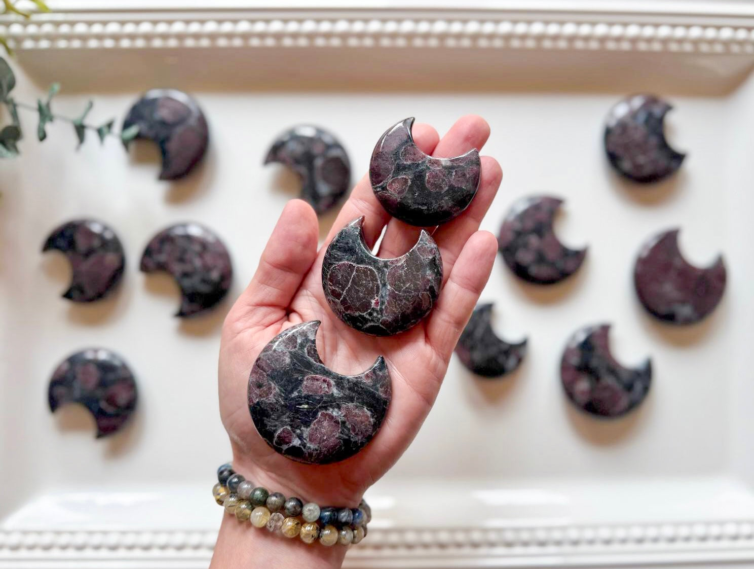 Almandine Garnet in Arfvedsonite Matrix Crescent Moon