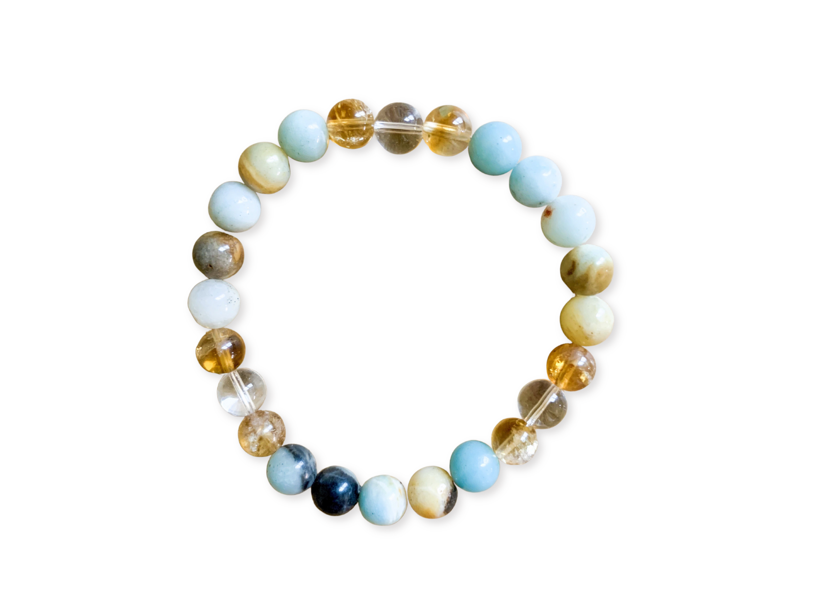 Amazonite, Citrine, and Clear Quartz Beaded Bracelet || Reiki Infused