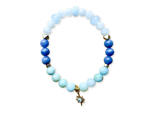 Amazonite, Tanzanite, Moonstone & Aquamarine Evil Eye Beaded Bracelet
