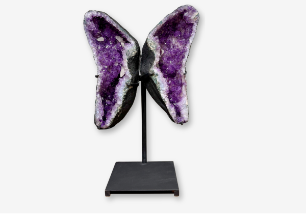 Amethyst Wings on Metal Stand || Brazil - Set A || UV Reactive!