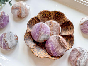 Amethyst & Agate Round Polished Palm Stone
