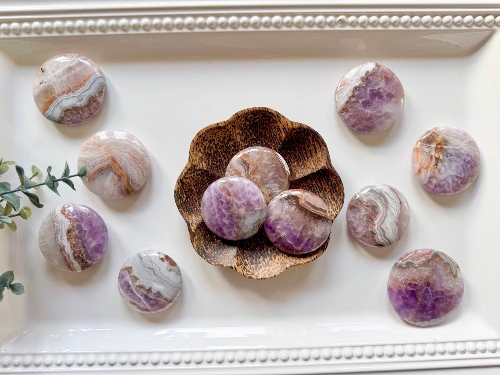 Amethyst & Agate Round Polished Palm Stone