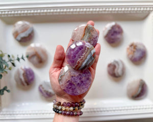 Amethyst & Agate Round Polished Palm Stone