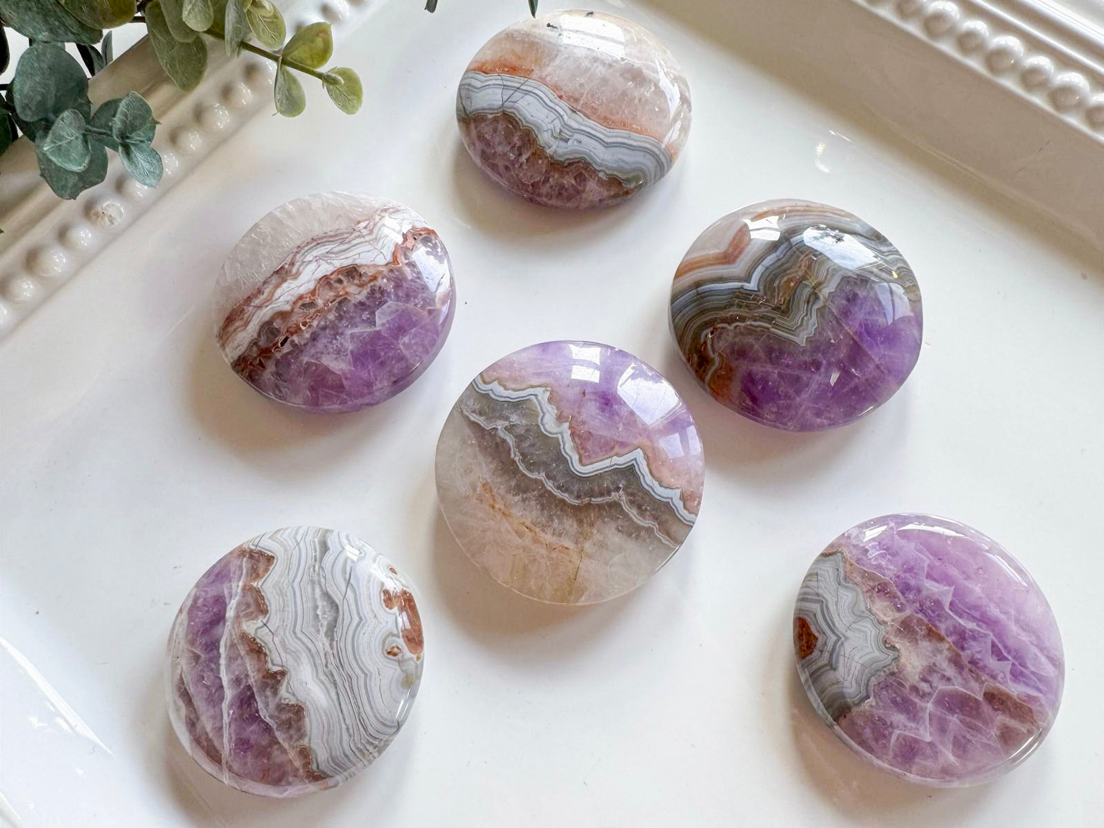 Amethyst & Agate Round Polished Palm Stone