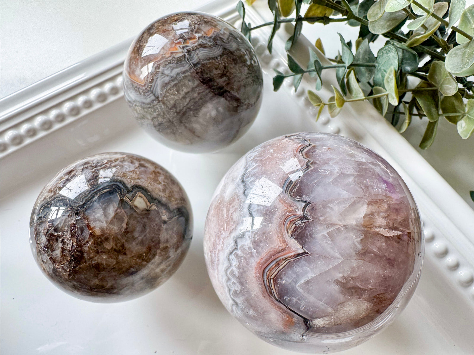 Amethyst & Black Agate Sphere