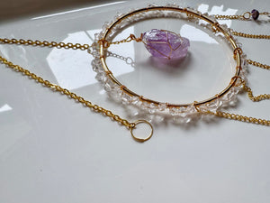 Amethyst Celestial Rainbow Catcher Window Hanger || Gold