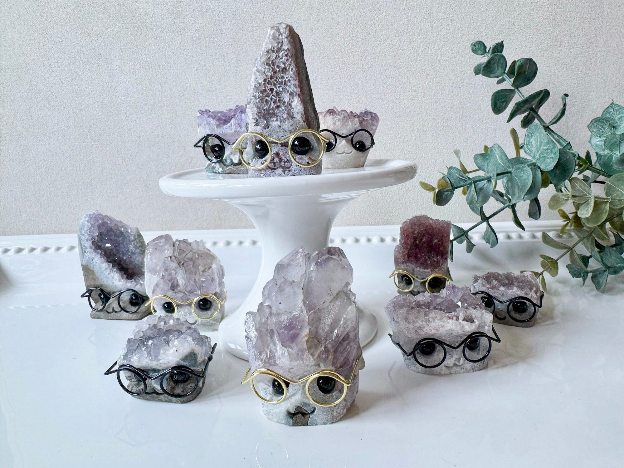 Amethyst Cluster Critter with Wire Glasses
