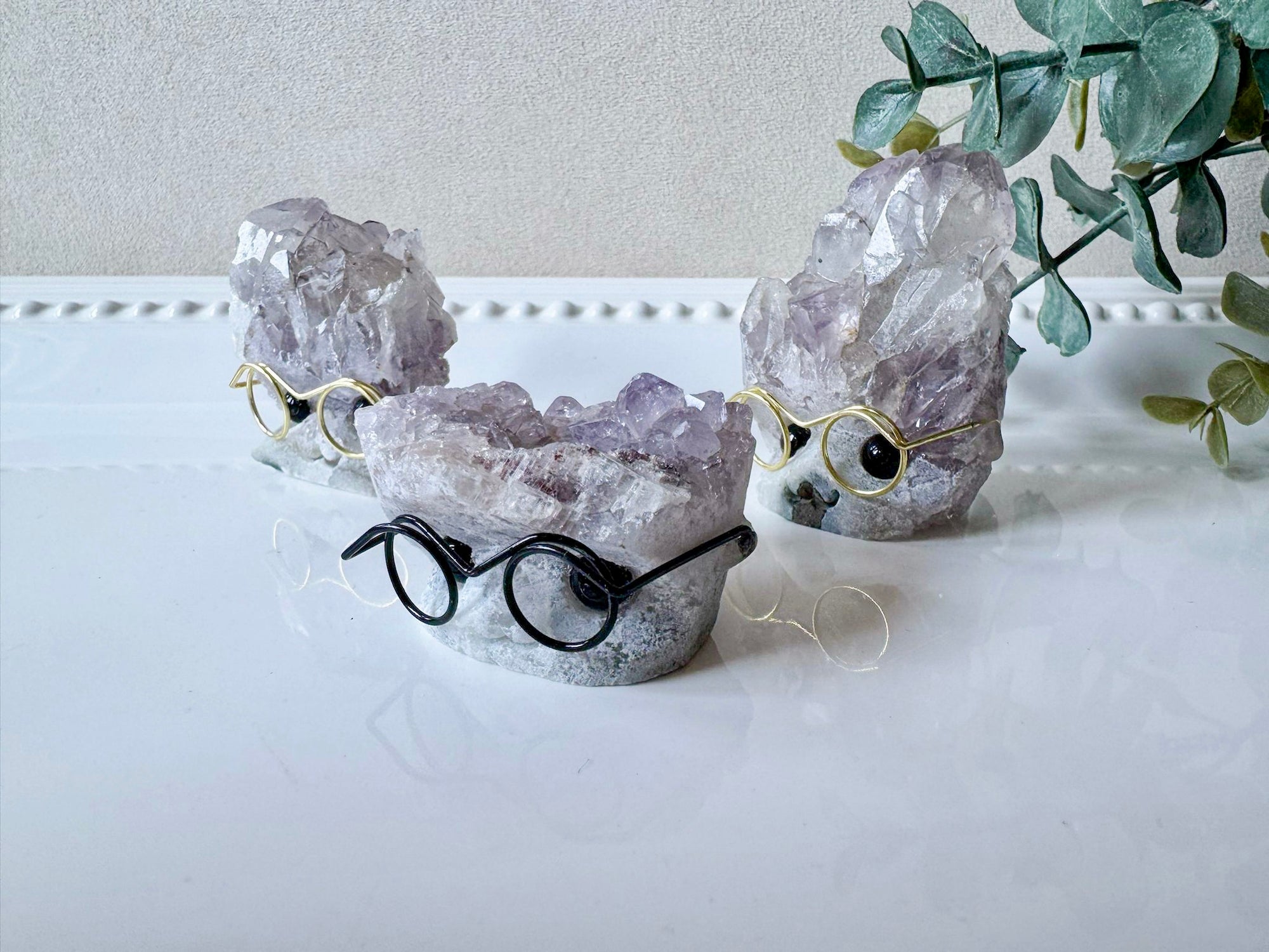 Amethyst Cluster Critter with Wire Glasses
