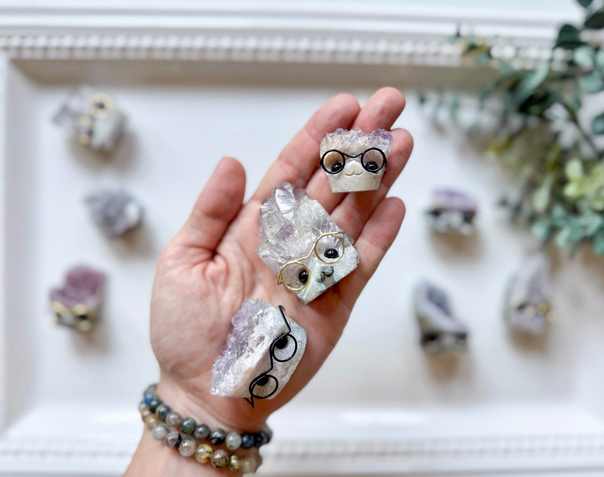 Amethyst Cluster Critter with Wire Glasses
