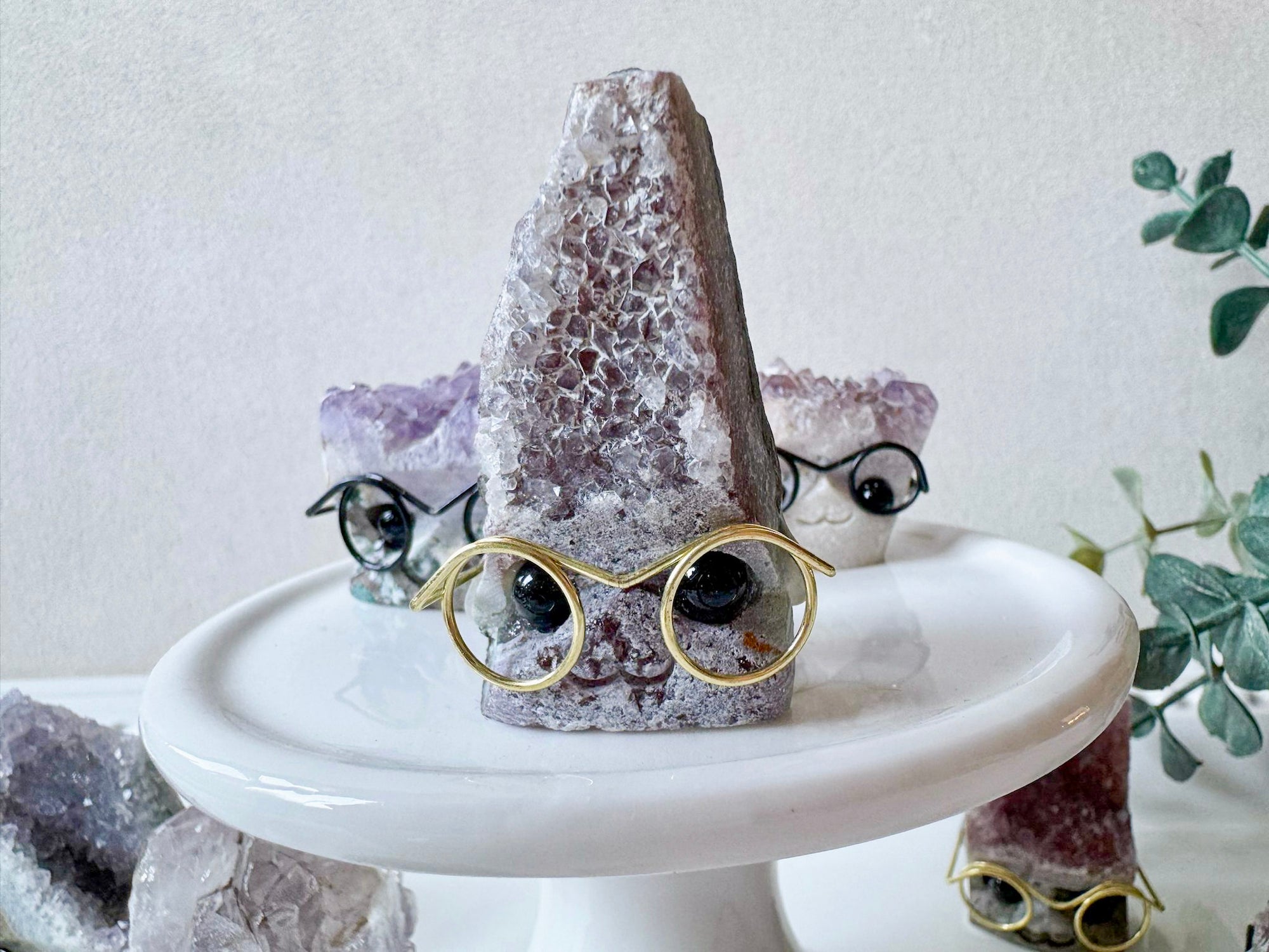 Amethyst Cluster Critter with Wire Glasses
