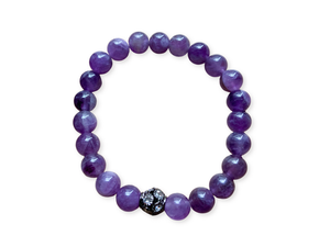Amethyst and Micro Pave Beaded Bracelet || Reiki Infused