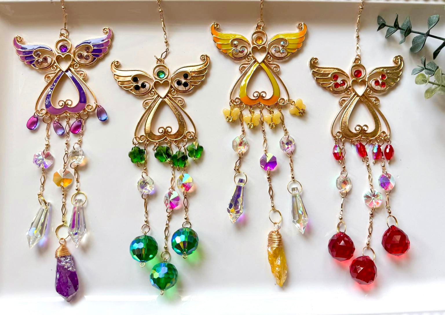 Angel Rainbow Catcher Window Hanger || Gold