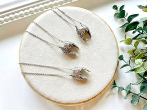 Angel Wing Labradorite Orb Necklace || White Copper