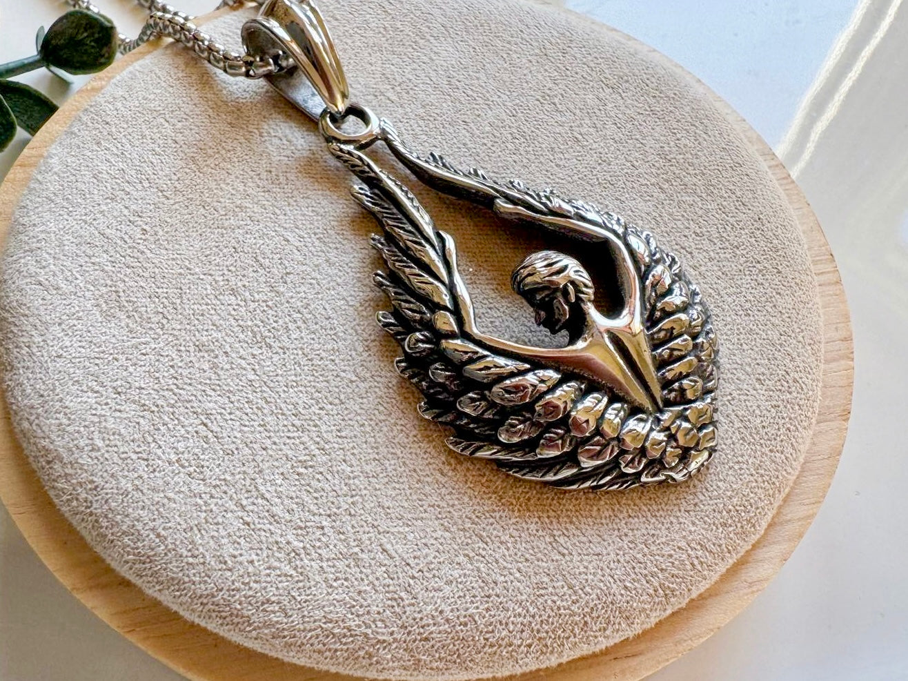 Angel with Wings Raised || Stainless Steel