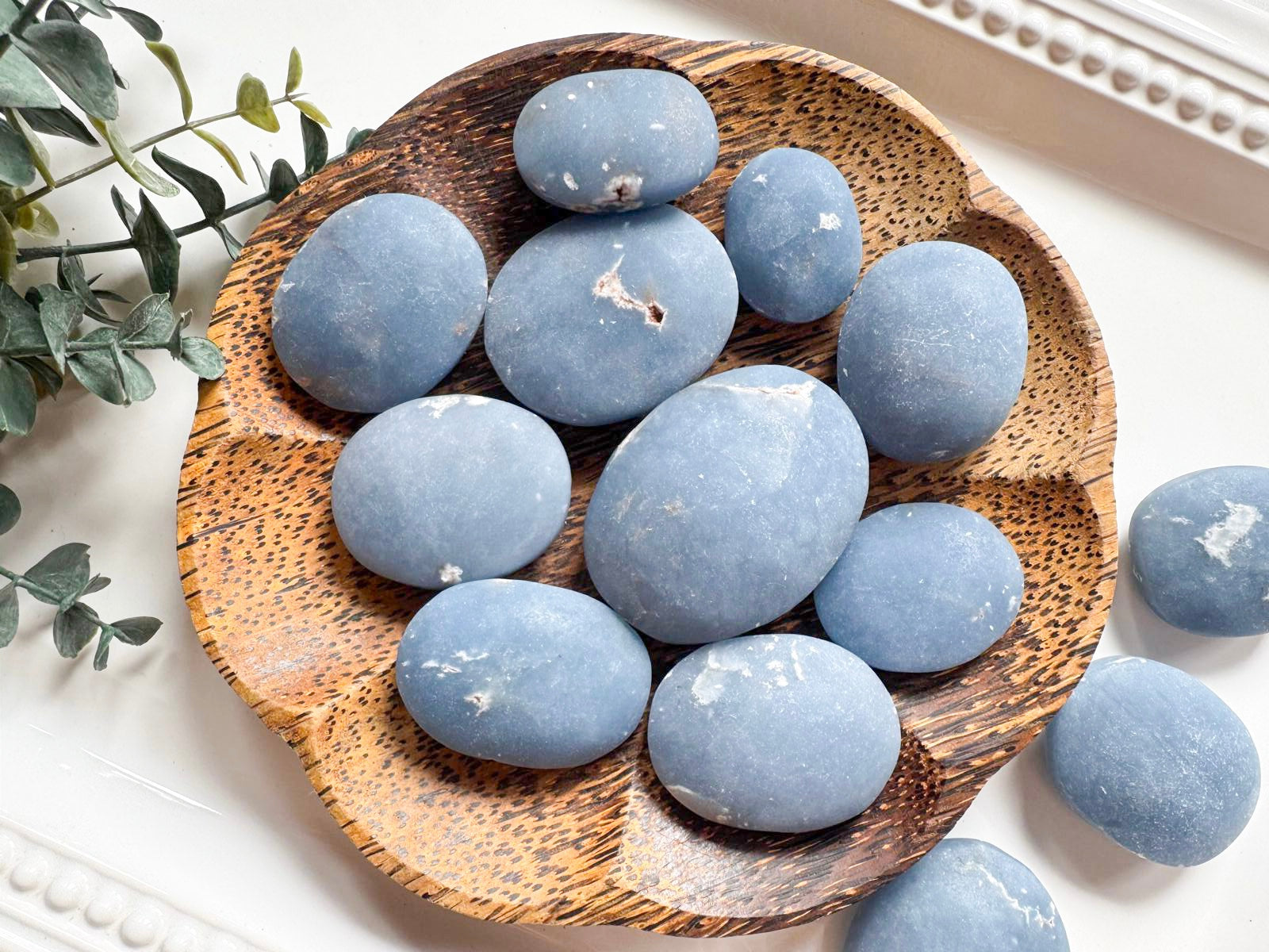 Angelite Matte Finish Palm Stone