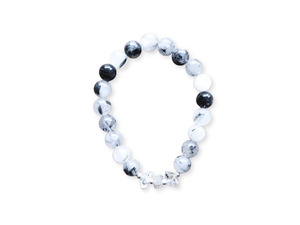 April Bracelet Stack || Tourmaline in Quartz, Herkimer Diamond & Moonstone Beaded Bracelet || Reiki Infused