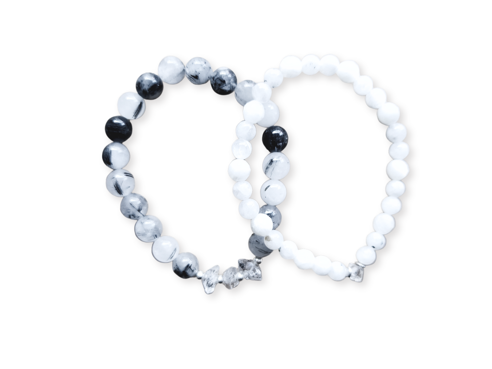 April Bracelet Stack || Tourmaline in Quartz, Herkimer Diamond & Moonstone Beaded Bracelet || Reiki Infused